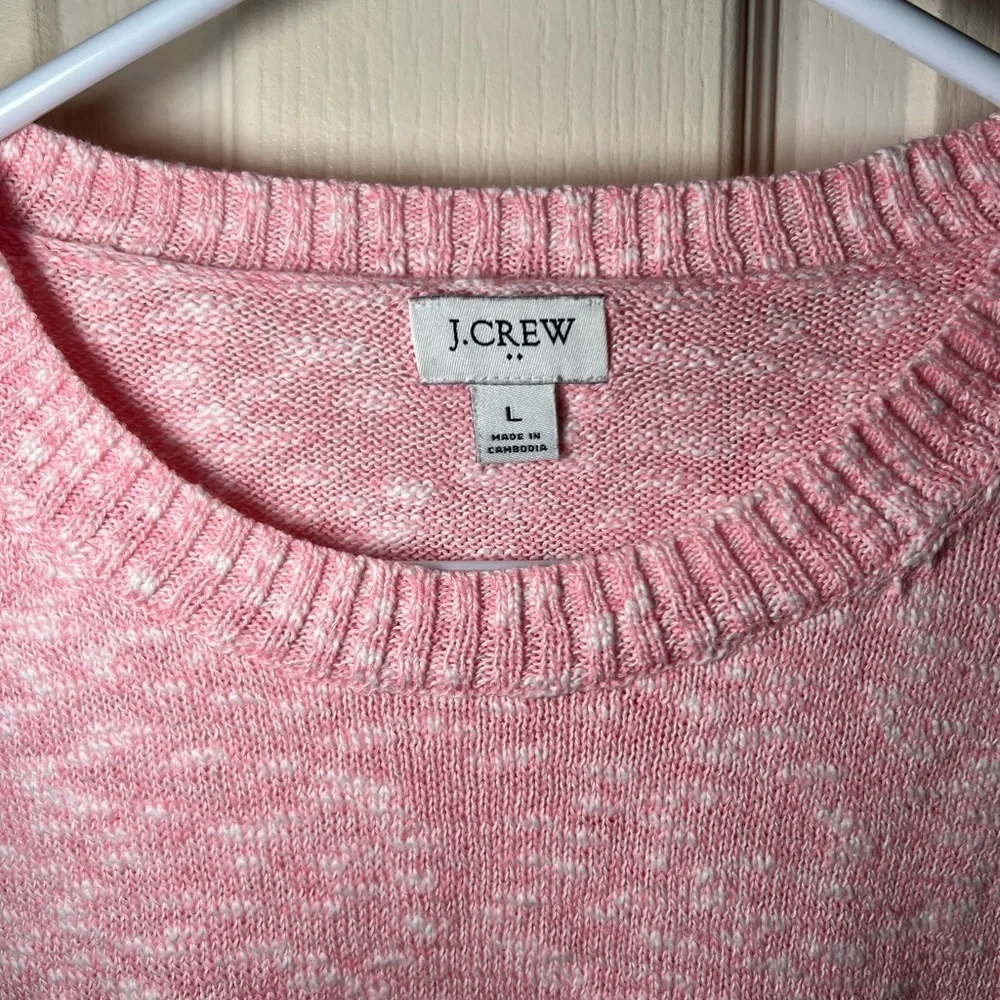 J.Crew Pink Heathered Cotton Blend Sweater Women’s Size L Crewneck